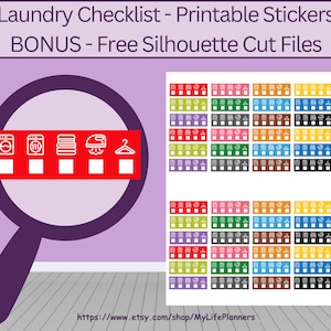 Laundry Checklist, Laundry, Checklist, Tracker, Printable Stickers, Planner Stickers, Happy Planner, Erin Condren, PDF Digital Download