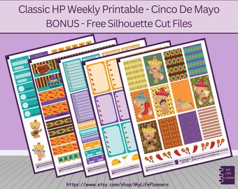 Cinco de Mayo Sticker Kit, Classic Happy Planner Printable Stickers, Instant Download, PDF, Silhouette Cut Files Included