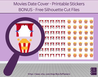 Date Cover Stickers, Movies, Countdown Stickers, Number Stickers, Planner Stickers, Printable, PDF Digital Download