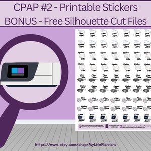 CPap, slaapapneu, CPap-stickers, CPap-herinnering, ademhalingsbehandelingen, slaapverzorging, afdrukbare sticker, plannersticker, pdf-download