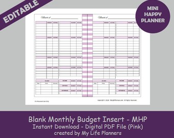 Financial Planner Printable Happy Planner Inserts Budget - Etsy