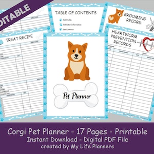 Corgi Pet Planner, Pet Care Records, Pet Information, Pet Kit ...