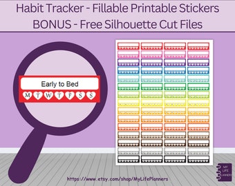 Fillable Habit Tracker Stickers: Classic Happy Planner (PDF Download)