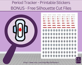 Stickers menstruels suivi des règles : rappel imprimable (téléchargement numérique PDF)