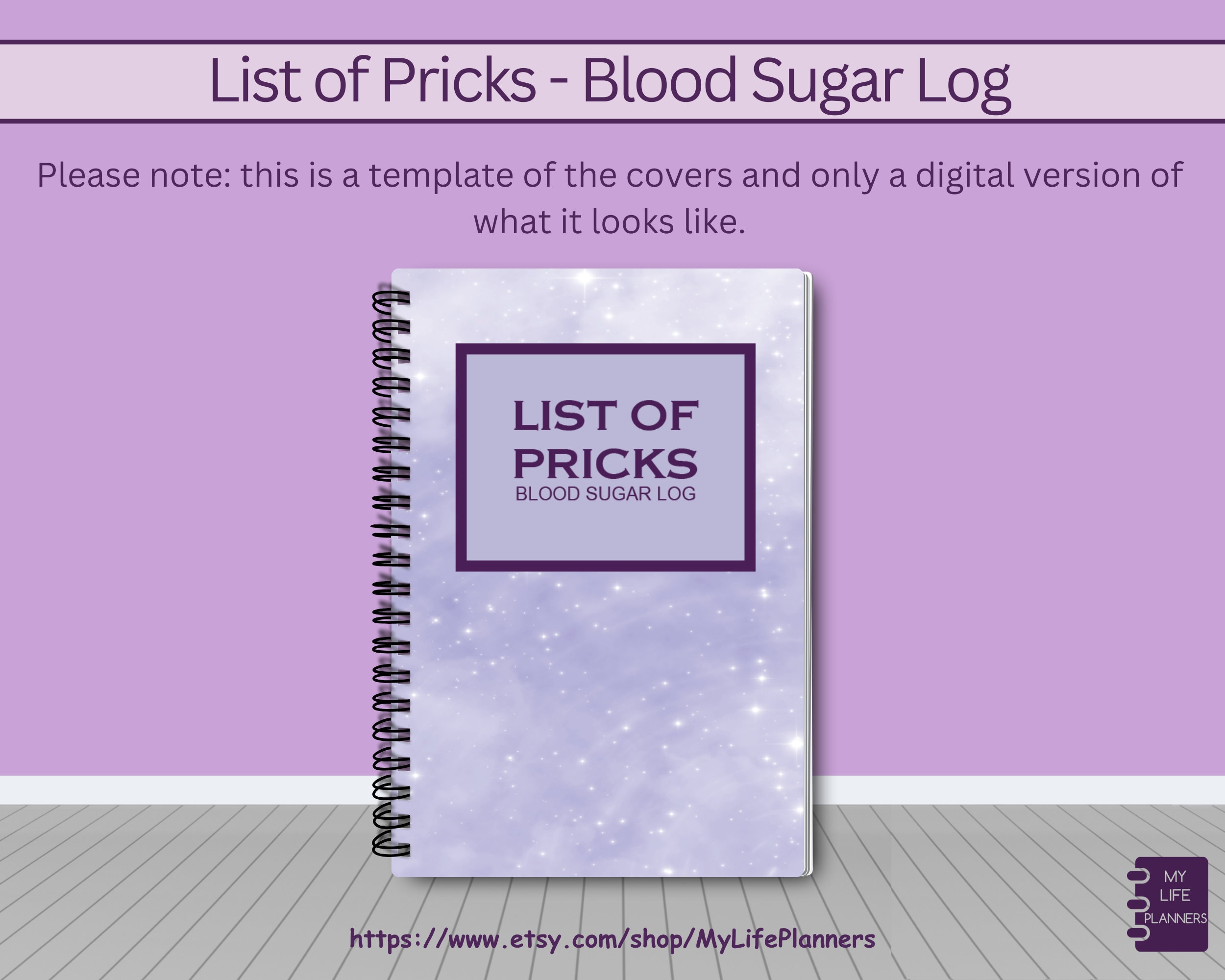 Blood Sugar Log, Blood Glucose Log, Sugar Tracker, Type 1 Diabetes, Type 2 Diabetes, Diabetic Journal, List of Pricks Journal, 5"x7"