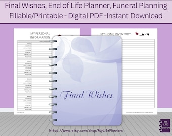 Final Wishes Planner: End of Life Planning, Purple Fillable PDF