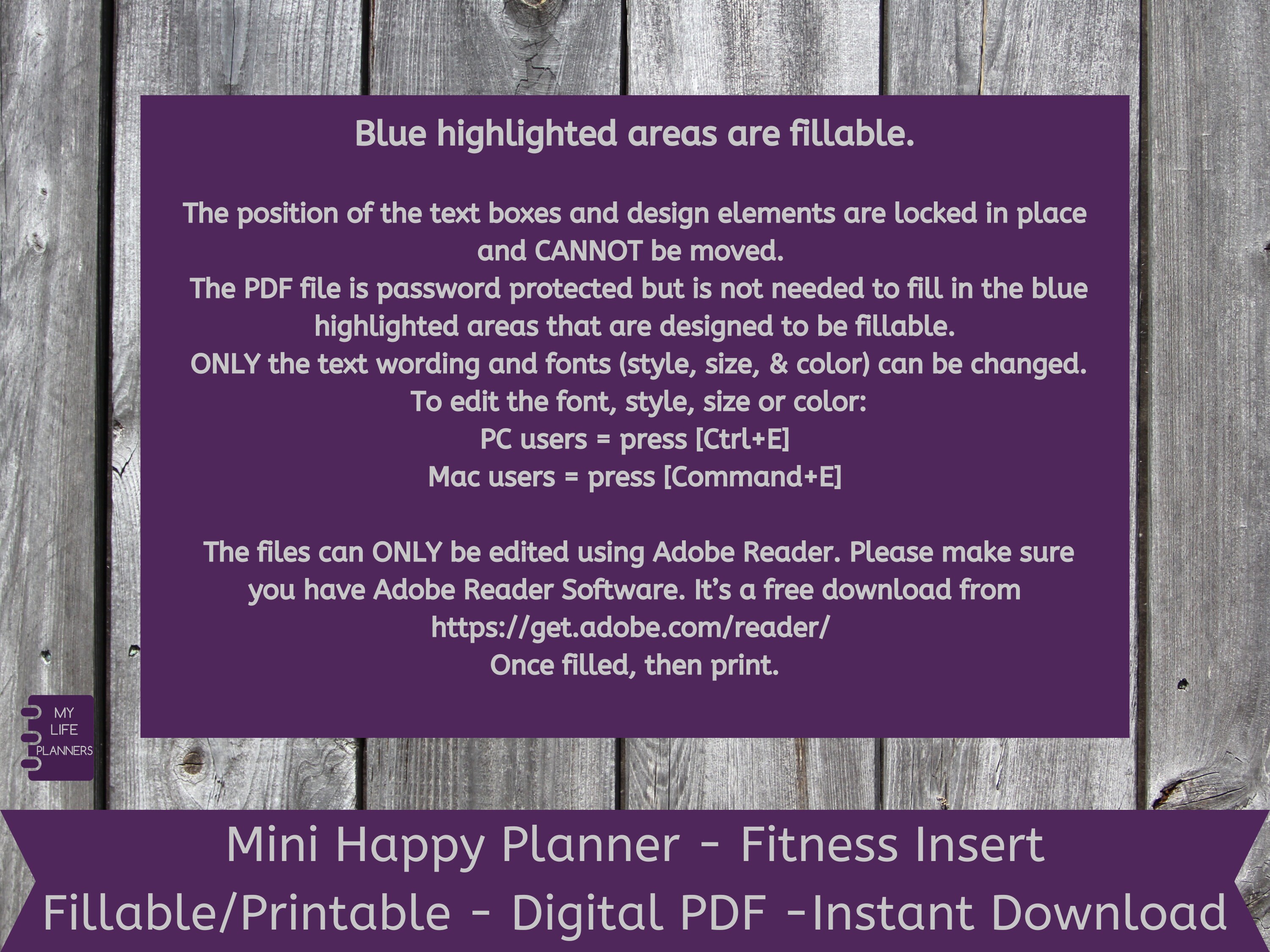 Mini Fitness Happy Planner Inserts Printable Happy Planner Etsy