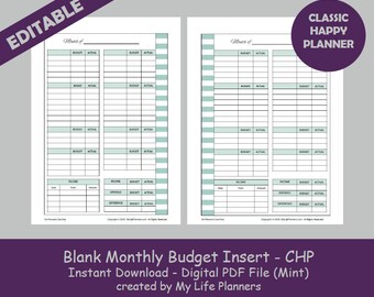 Budget Planner Printable Happy Planner Insert Financial - Etsy