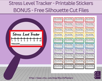 Stress Level Tracker Planner Stickers, Printable Stickers, Stress Tracker, Happy Planner, Erin Condren, PDF Digital Download