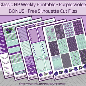 Purple Violets, CLASSIC Happy Planner Printable Stickers, Weekly Kit, Planner Kit, Stickers, CLASSIC Happy Planner, Instant PDF