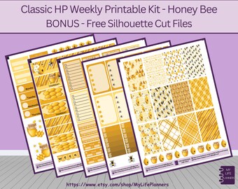 HoneyBee CLASSIC Happy Planner Pegatinas imprimibles, Classic Happy Planner, Descarga instantánea, PDF, Archivos de corte de silueta incluidos