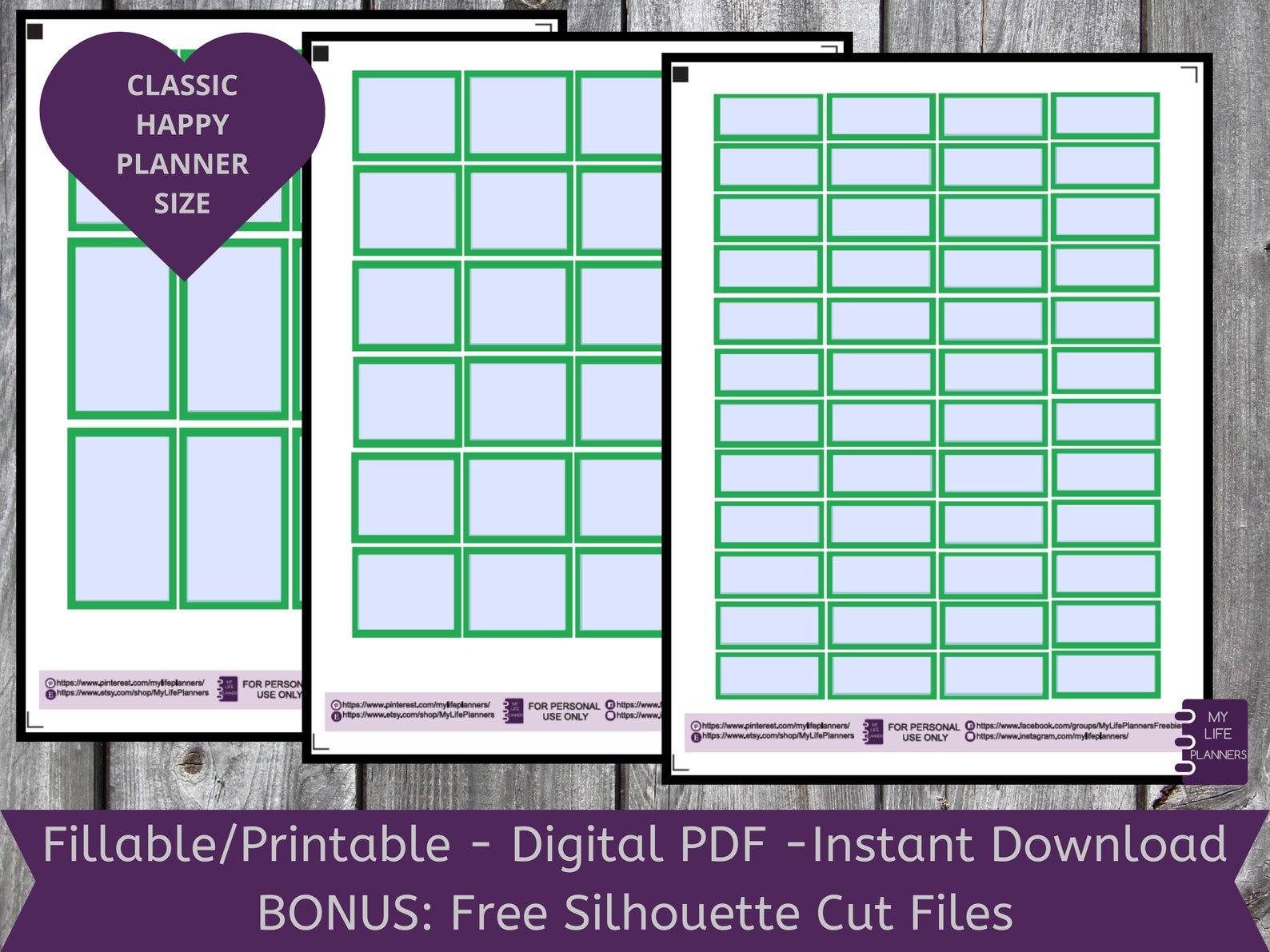 Green Color Box Stickers Planner Stickers Full Box Half - Etsy