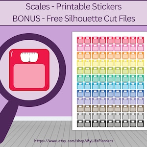 Weight Tracker Stickers: Fitness Scale Planner Stickers (PDF Digital Download)