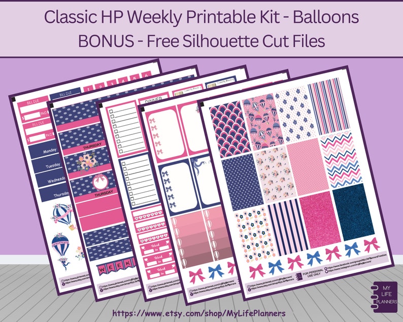 CLASSIC Happy Planner Printable Stickers, Balloons Weekly Kit, Planner Printable Stickers, CLASSIC Happy Planner, Instant Download image 1