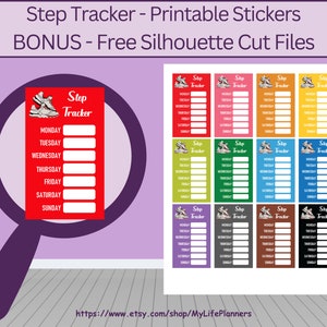 Step Tracker Planner Stickers, Wekelijkse Step Tracker Afdrukbare Stickers, Planner Stickers, Happy Planner, Erin Condren, PDF Digitale Download