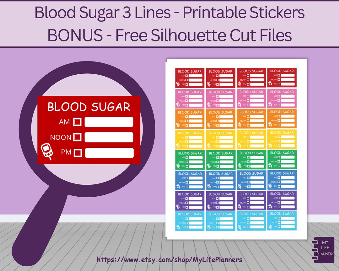 Blood Sugar Tracker Stickers, Glucose Monitor Sticker, 3 Line