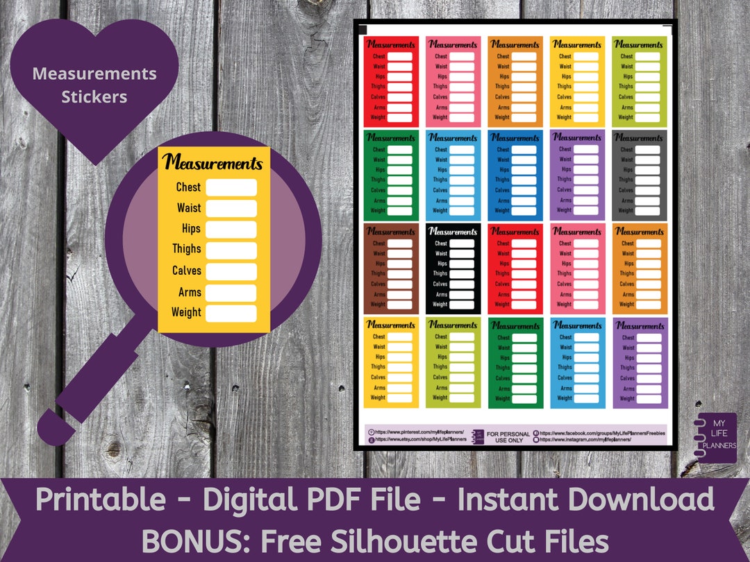 Measurement Printable Planner Stickers Printable Stickers - Etsy