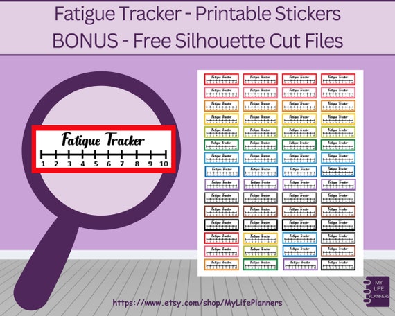 Fatigue Tracker Printable Planner Stickers (PDF Digital Download)