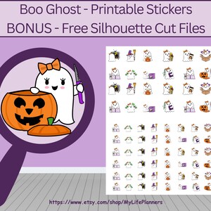 Boo Ghost Planner Stickers, Halloween, Printable Stickers, Planner Stickers, Happy Planner, Erin Condren, PDF Digital Download