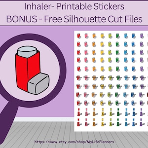 Inhaler Planner Stickers: Asthma, Breathing Reminders (PDF Digital Download)