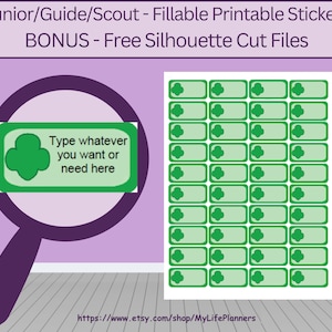 Girl Guide, Girl Scout, Junior, Scout Stickers, Planner Stickers, Printable, Functional, Fillable, PDF Download, CLASSIC Happy Planner