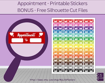 Appointment Planner Stickers, Printable Stickers, Planner Stickers, Header, Classic Happy Planner, PDF Download, Multicolor