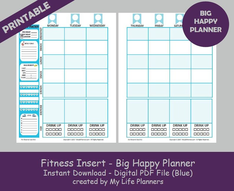 BIG Fitness Happy Planner Inserts Printable Fitness Inserts Etsy
