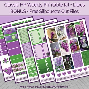Lilas, Photo CLASSIC Happy Planner Pegatinas Imprimibles, Classic Happy Planner, Descarga Instantánea, PDF, Archivos de Corte de Silueta Incluidos