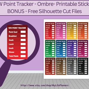 Pegatinas de seguimiento de puntos WW: Insertos imprimibles para planificador (Descarga en PDF)