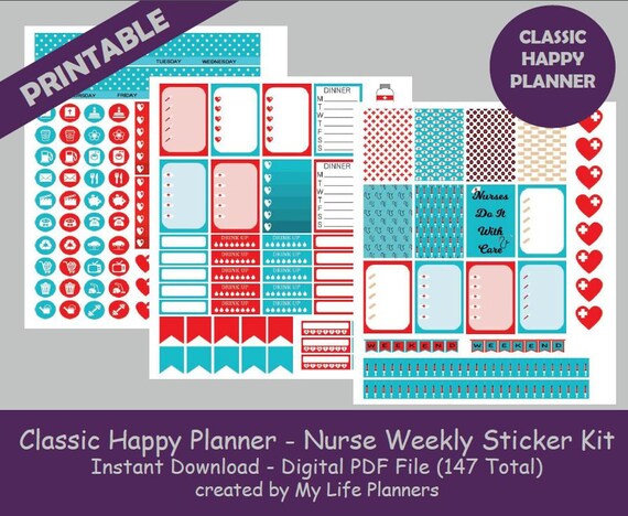 Nurse Kit CLASSIC Happy Planner Printable Stickers Weekly - Etsy