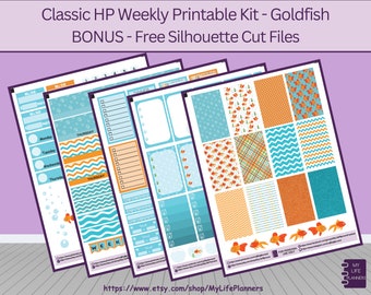 Goldfish CLASSIC Happy Planner Printable Stickers, Classic Happy Planner, Instant Download, PDF, Silhouette Cut Files Included