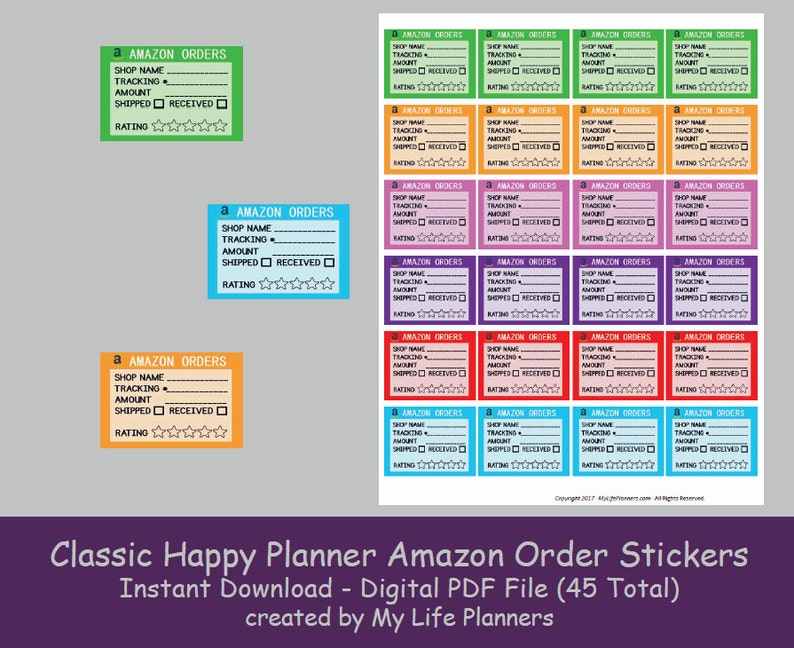 CLASSIC Happy Planner Amazon Order Stickers Printable Planner Etsy