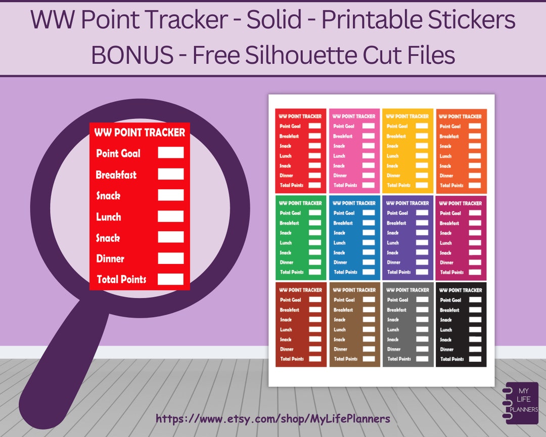 Weight Watcher Point Tracker solid, Printable Stickers, MAMBI CLASSIC ...