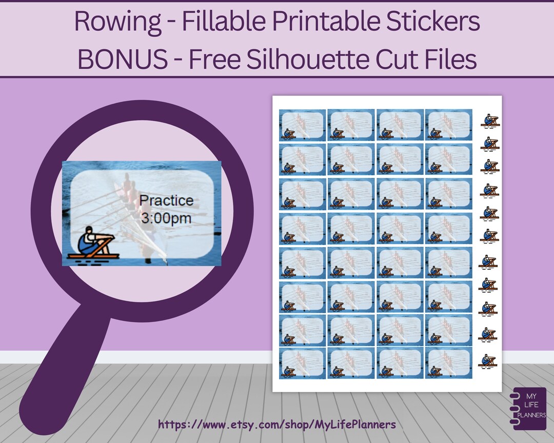 Rowing Stickers, Rowing, Fillable, CLASSIC Happy Planner, Erin Condren