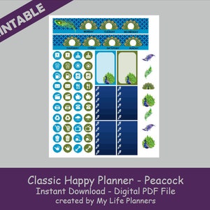 Peacock CLASSIC Happy Planner Printable Stickers Weekly Kit - Etsy
