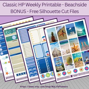 Beachside Planner Stickers: Classic Happy Planner Weekly Kit (PDF & Silhouette)