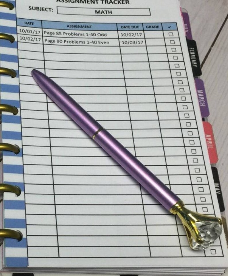 Download MINI Happy Planner Assignment Tracker Insert Editable | Etsy