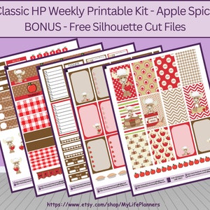 Apple Spice Planner Stickers: Classic Happy Planner, Vertical Layout (PDF, Silhouette Cut Files)