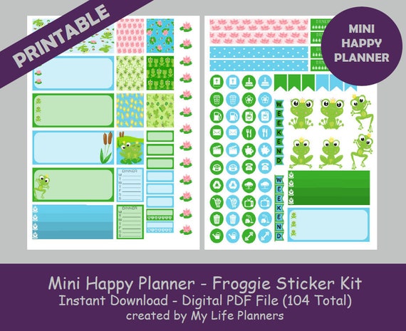 Froggie Frog MINI Happy Planner Printable Stickers Weekly | Etsy