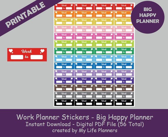 Work Planner Stickers Printable Work Job Schedule Sticker | Etsy