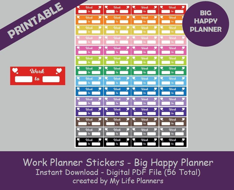 Work Planner Stickers Printable Work Job Schedule Sticker | Etsy