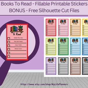 Boeken om te lezen, boekherinnering, leesherinnering, invulbaar, afdrukbaar, plannerstickers, happy planner, erin Condren, PDF digitale download