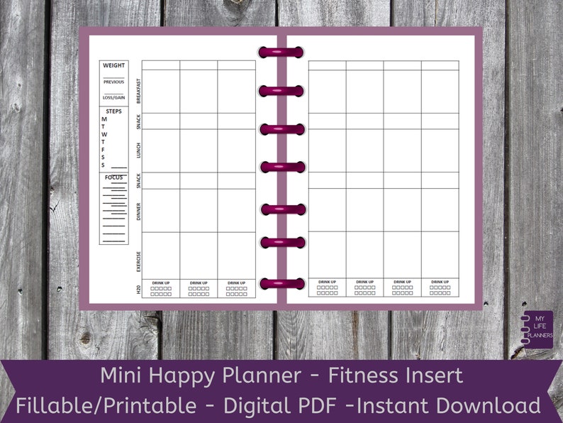 Mini Fitness Happy Planner Inserts Printable Happy Planner Etsy