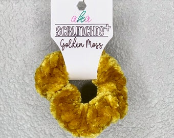 Golden Moss, Bulk, Velvet Plus, crochet, Scrunchie, bachelorette party, moelleux, cravate de cheveux, ensemble, multi pack, boutique, doux, cadeau fille giftteen