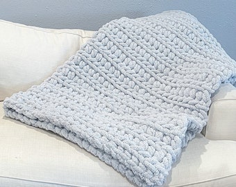 Made to Order - Extra Chunky crochet throw blanket - 60 in x 54 in - weighted - warm and cozy lap blanket - variety of colors to choose from