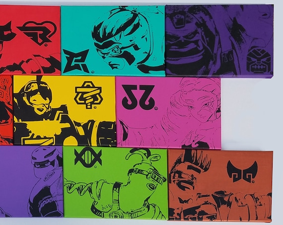 ARMS Canvas Collection - Min Min, Twintelle, Kid Cobra, Master Mummy and Helix - 2 Hand Painted Acrylic Paint on Stretched Canvas