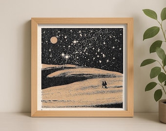 Wędrowanie, nie zgubione | Niebiański wydruk artystyczny, wystrój domu, marzycielska nowoczesna ilustracja - BEZ RAMY