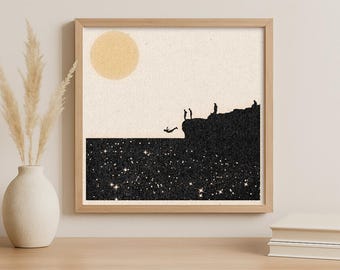 Into the Deep End | Niebiański wydruk artystyczny, wystrój domu, marzycielska nowoczesna ilustracja - BEZ RAMY