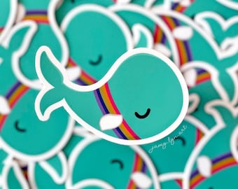 Rainbow Whale Plushie Sticker