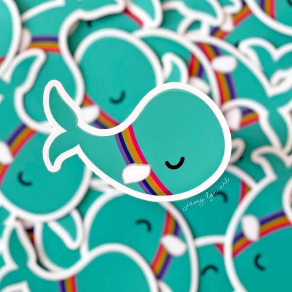 Rainbow Whale Plushie Sticker